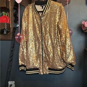 Torrid Gold Sequin Bomber Jacket